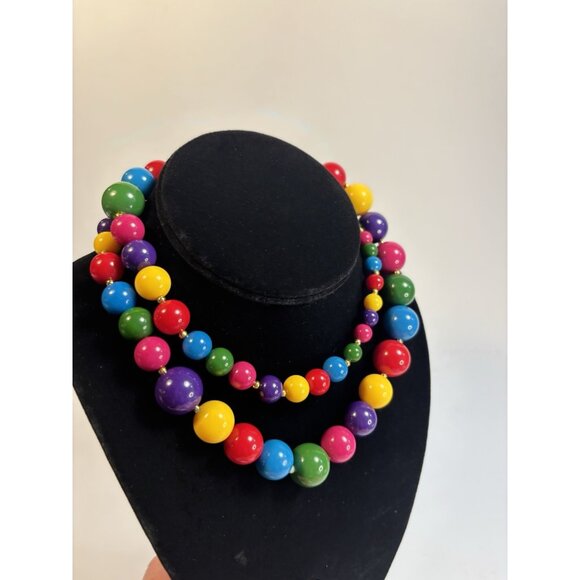 Beaded Colorful Necklace Primary Colors Beads Chunky Very Mrs Frizzle Artsy - Picture 2 of 7